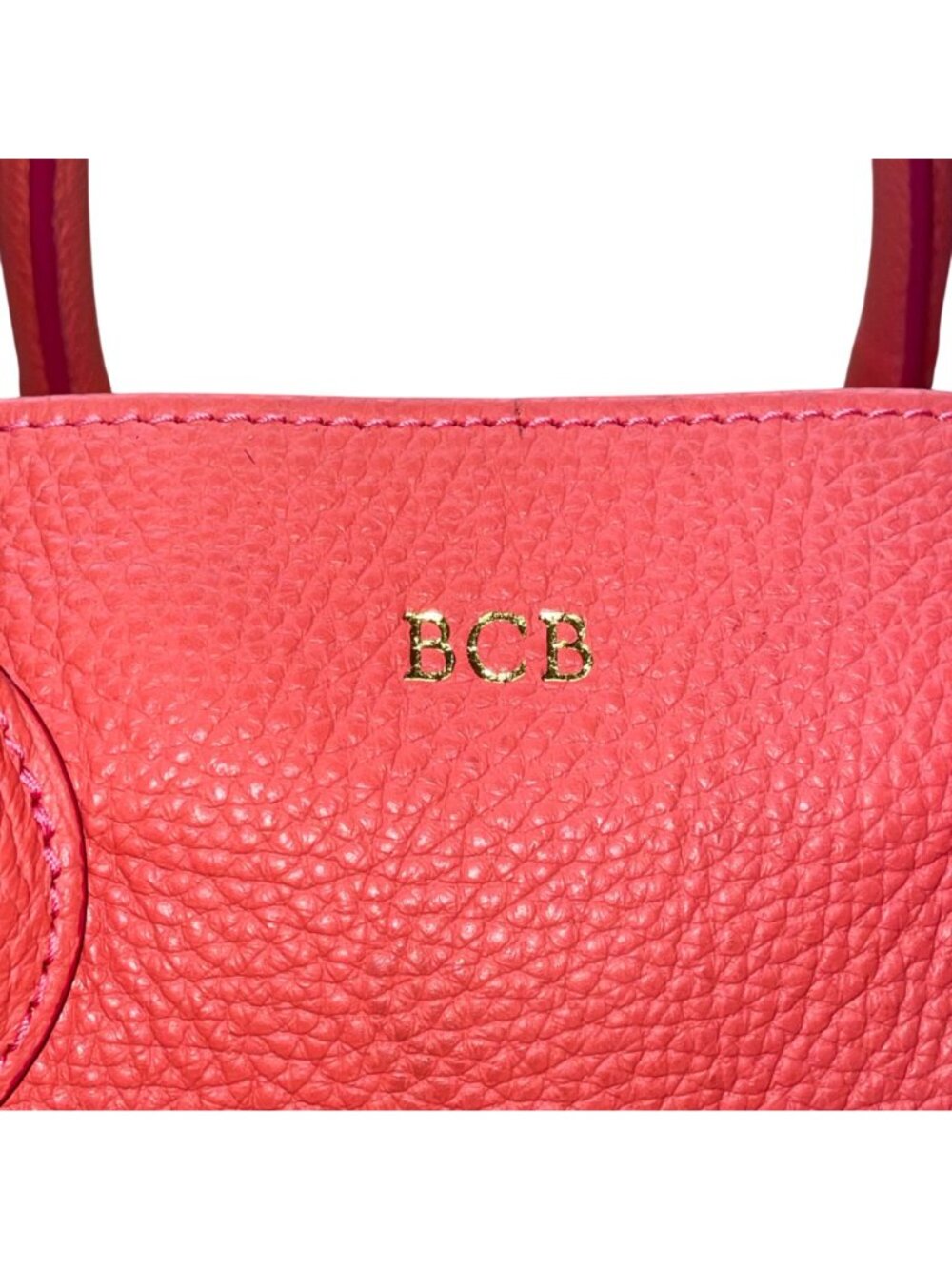 Mark & Graham Women’s Red Leather Gold BCB Initial Details Tote Bag Size L - Picture 5 of 13